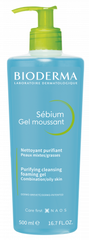 BIODERMA zdjecie produktu, Sebium Gel moussant 500ml, antybakteryjny zel do mycia twarzy, skora tlusta, tradzikowa, mieszana